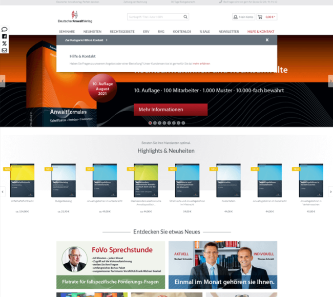 Screenshot Deutscher Anwaltverlag
