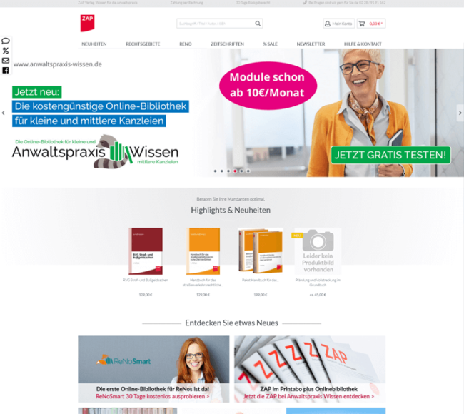 Screenshot Zap Verlag