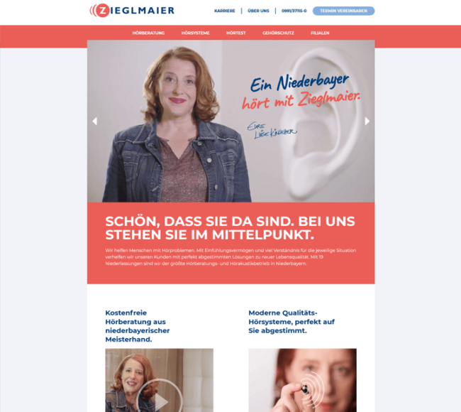 Screenshot Hörgeräte Zieglmaier GmbH & Co.KG